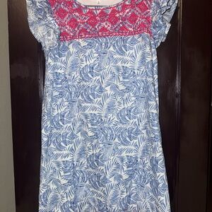 THML Blue and White Flutter Sleeve Sundress